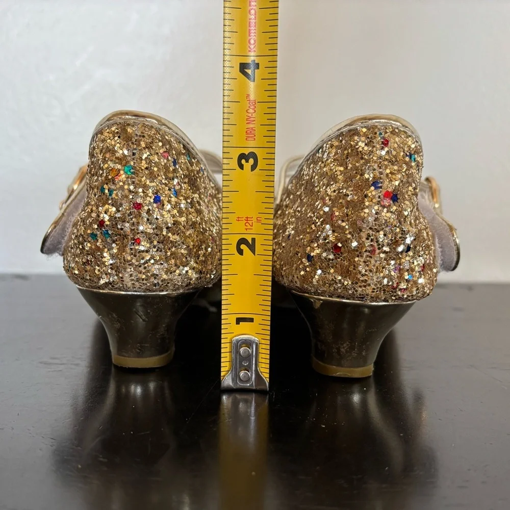 Cadidi Dinos Formal Dress Shoes Mary Jane Heels Girls 33EU 1.5-2US Gold Princess